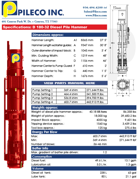 D180-32, Diesel Hammer