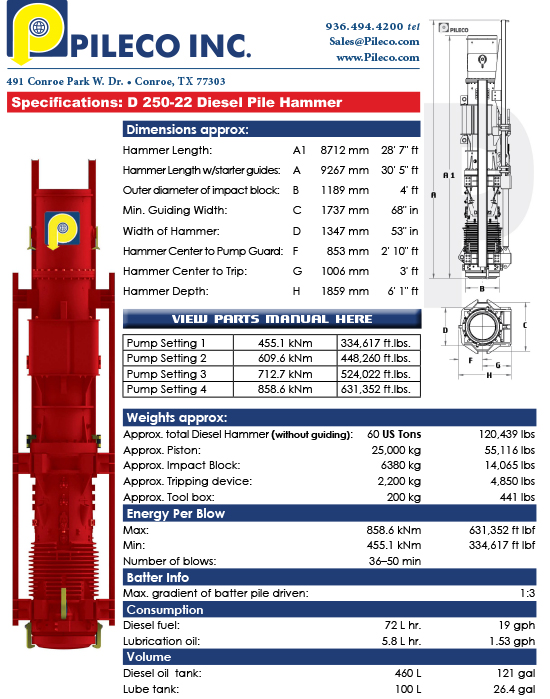 D250-22, Diesel Hammer